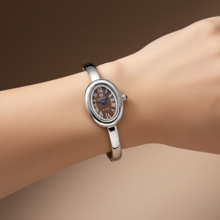 Sansi Mayo Minari Watch — Silver Stainless Steel (Brown Dial)