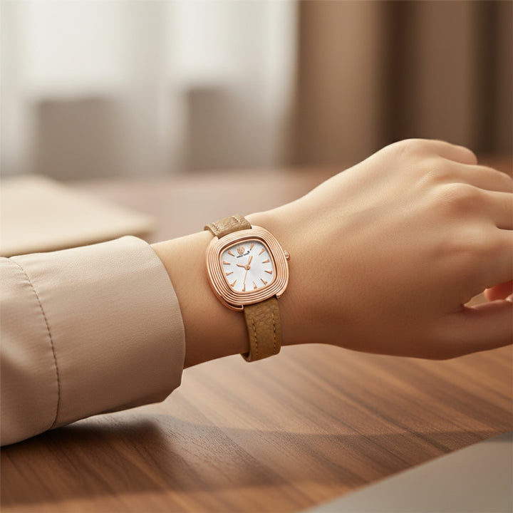 Verona Light Brown Strap Rose Gold Watch for Women