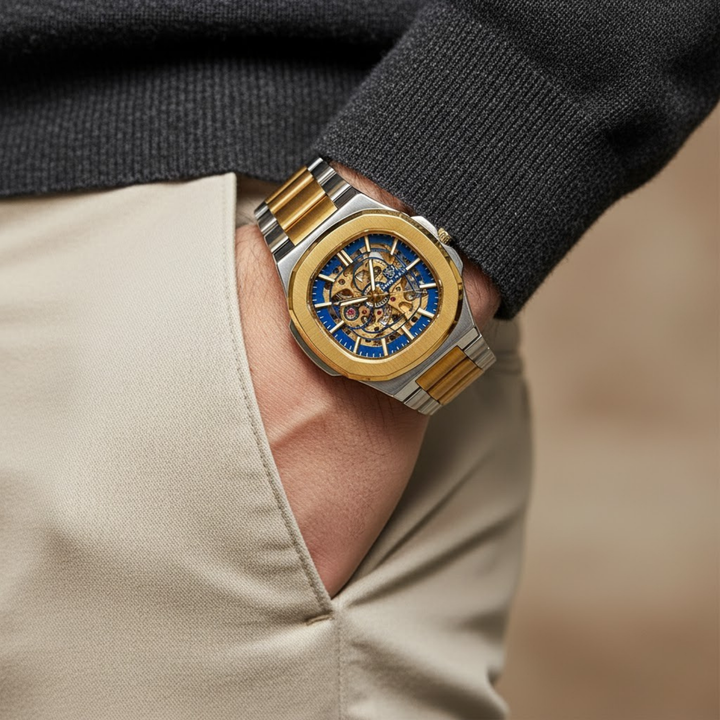 Two-Tone Silver & Gold Automatic — Blue Gold Dial
