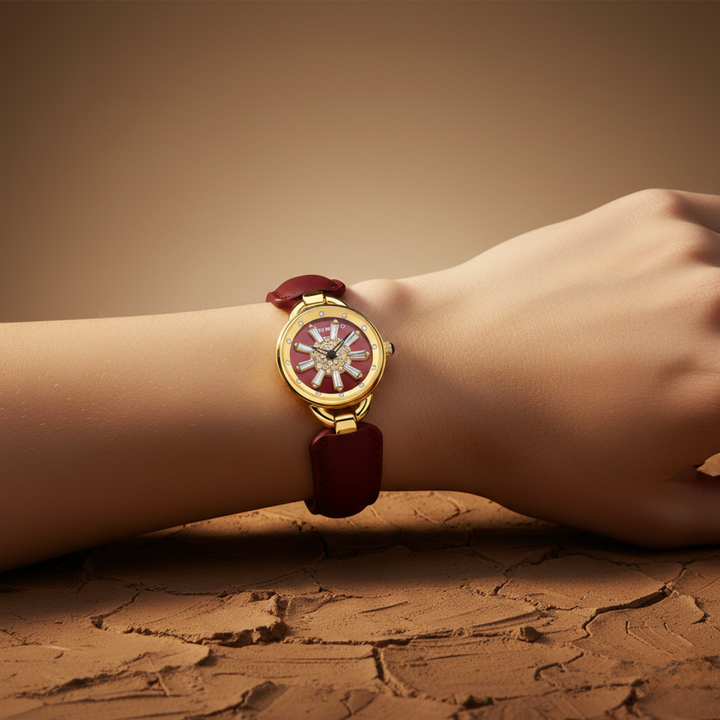 Aurora Maroon Dynamic Dial Quartz Watch for Women