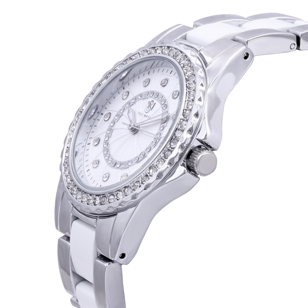 Round Two Tone Silver Elegance Wrist Watch