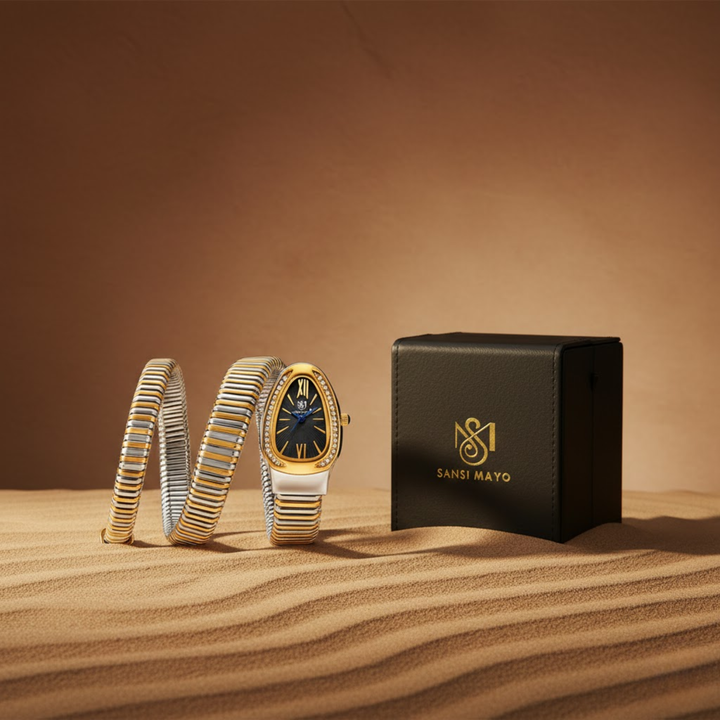 Sansi Mayo Cobra Watch — Two Tone Silver Gold (Black Dial)