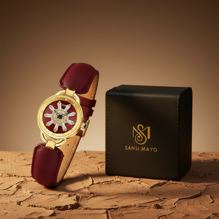 Aurora Maroon Dynamic Dial Quartz Watch for Women