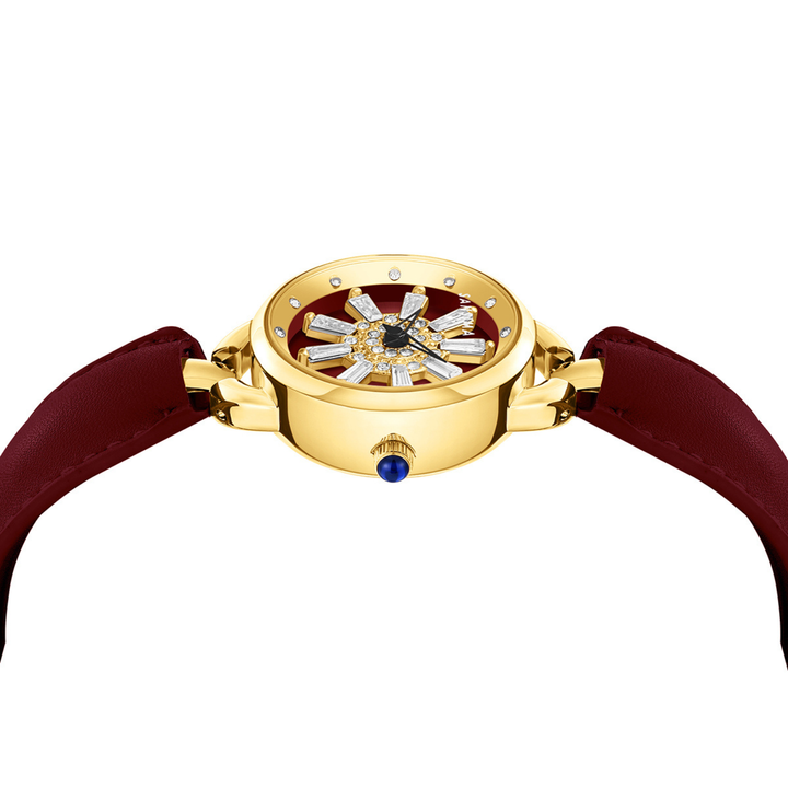 Aurora Women Dynamic Rotating Dial Watch Ð Maroon Gold Edition
