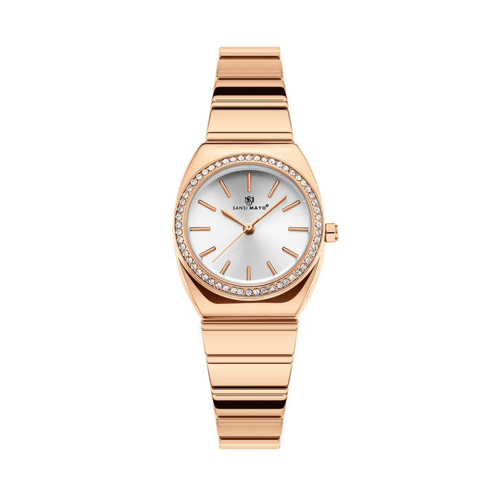 White Dial Rose Gold Watch – Egyptian Stone Edition