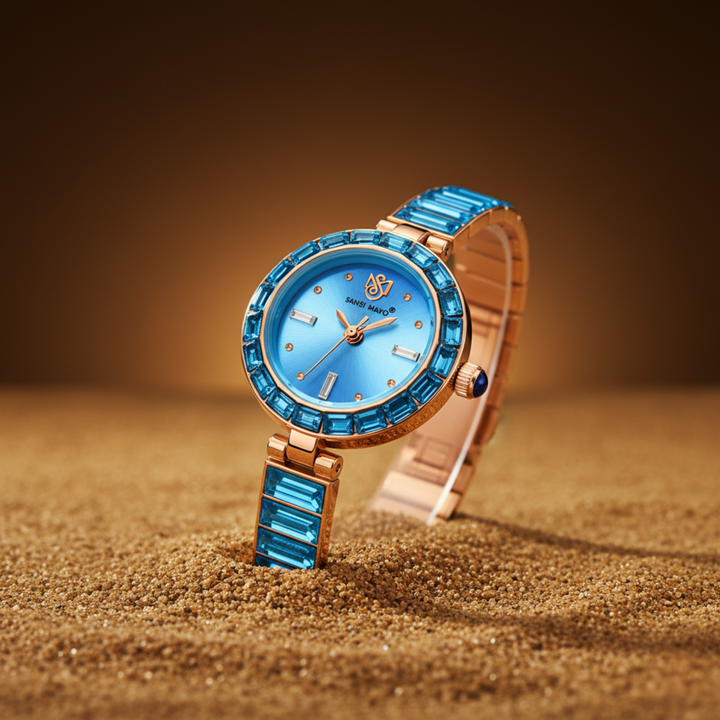 Egyptian Stone Rose Gold Sky Blue Women’s Watch