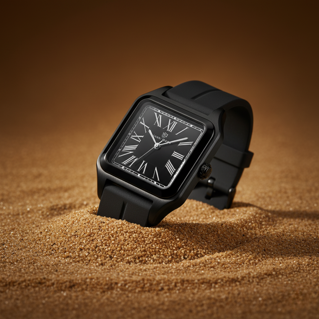 Onyx Black Square Analog