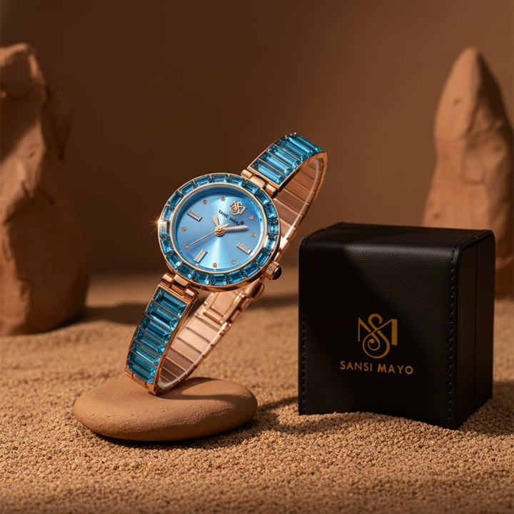 Egyptian Stone Rose Gold Sky Blue Women’s Watch