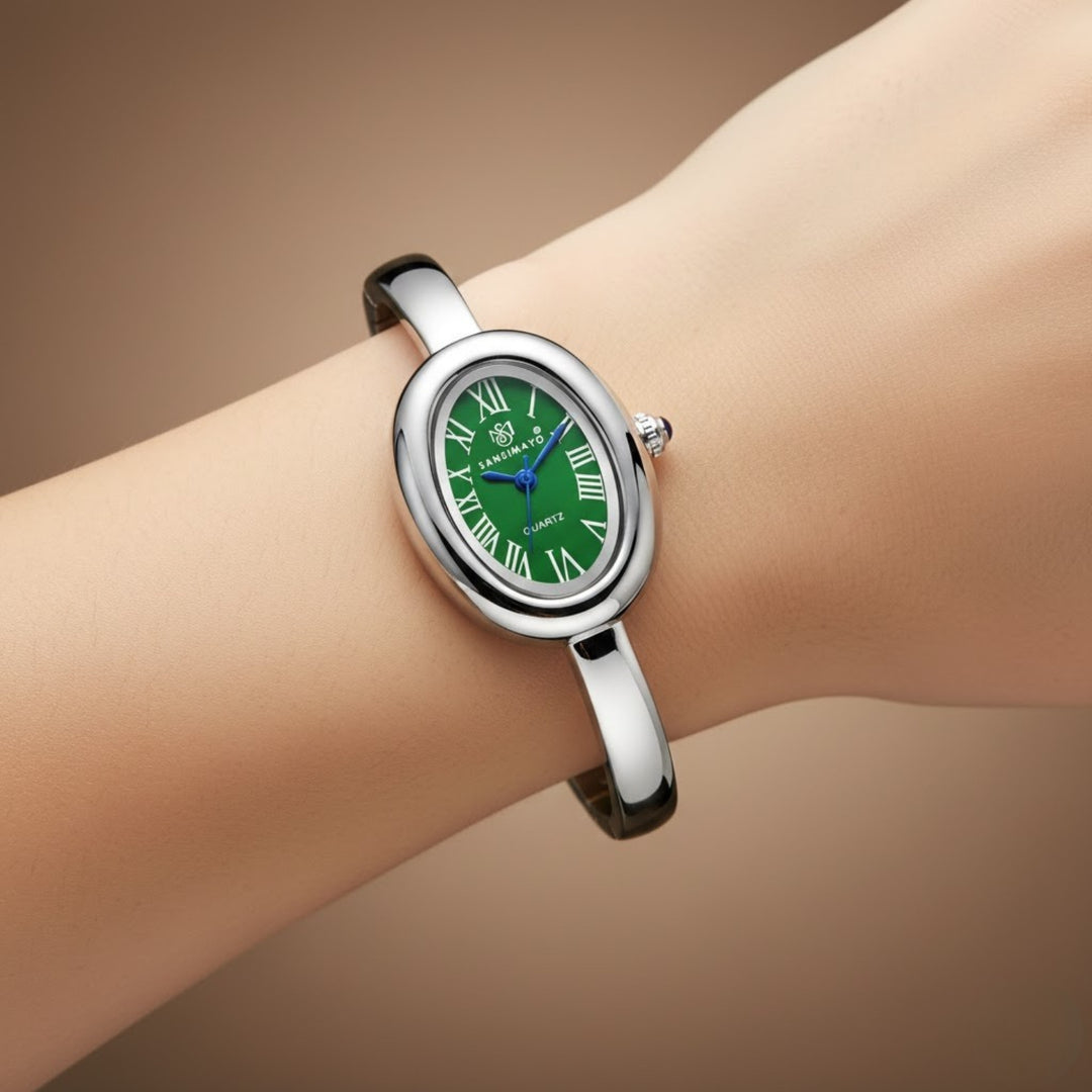 Sansi Mayo Minari Watch — Silver Stainless Steel (Green Dial)