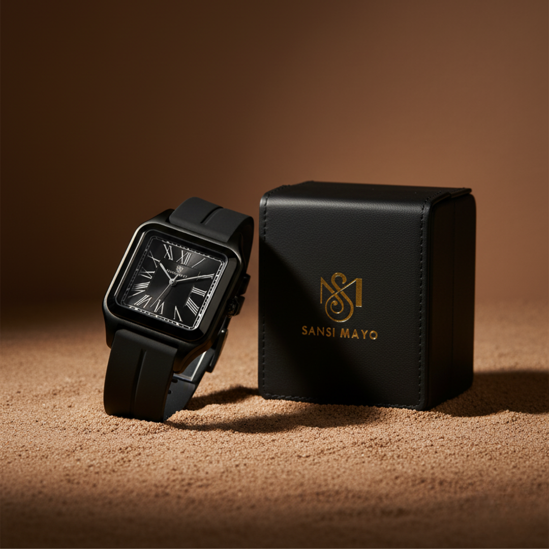 Onyx Black Square Analog
