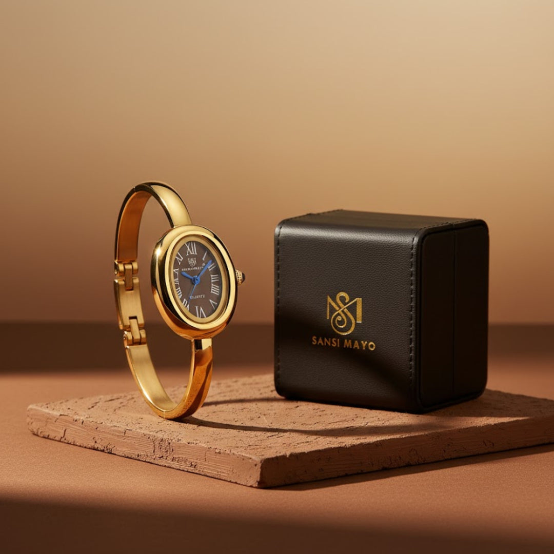 Sansi Mayo Minari Watch — Gold Stainless Steel (Brown Dial)
