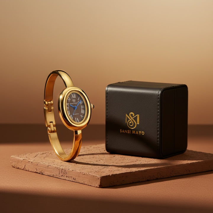 Sansi Mayo Minari Watch — Gold Stainless Steel (Brown Dial)