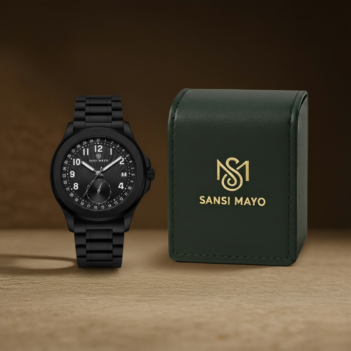 Bold Black Quartz with Date Dial