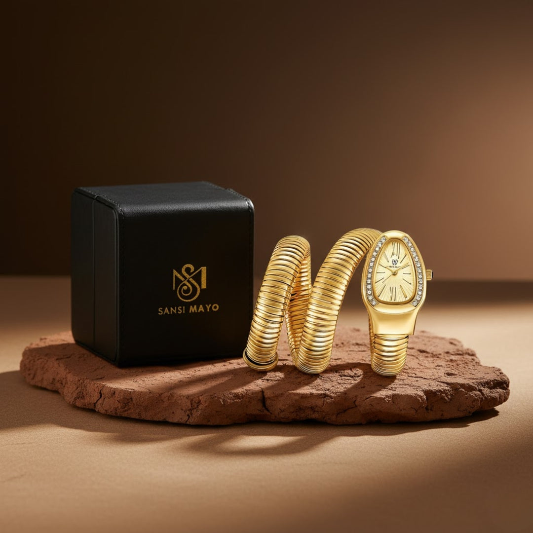 Snake 2.0 Gold Coil Bracelet Watch | Sansi Mayo