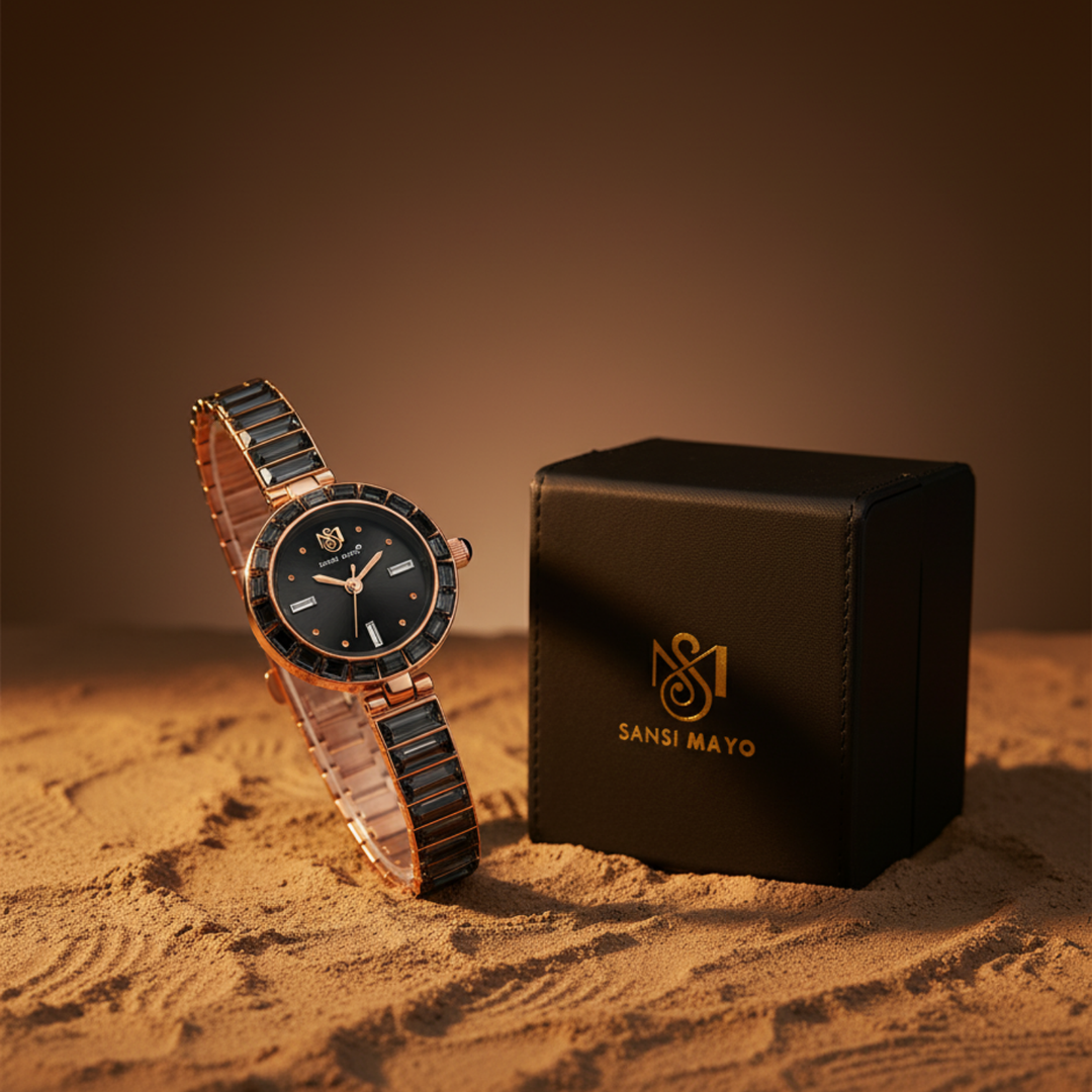 Egyptian Stone Rose Gold Black Women’s Watch