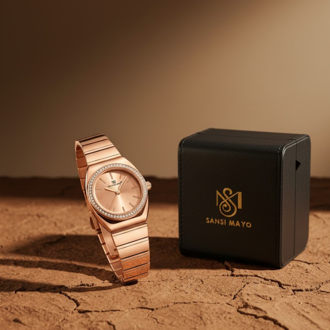 Rose Gold Dial & Strap Watch — Egyptian Stone Edition
