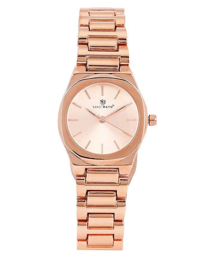 Sansimayo Women’s Rose Gold Watch with Bangle & Ring Set – Crystal Egyptian Stone