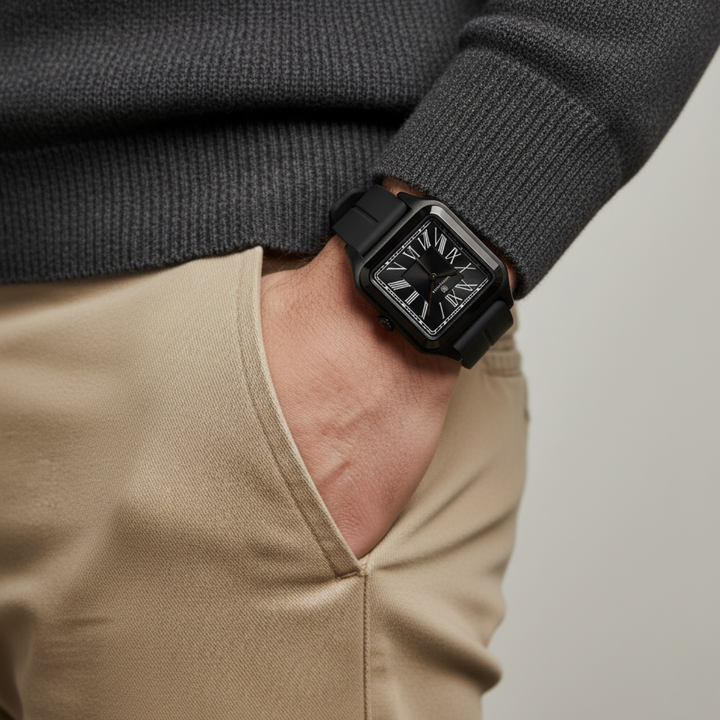 Onyx Black Square Analog