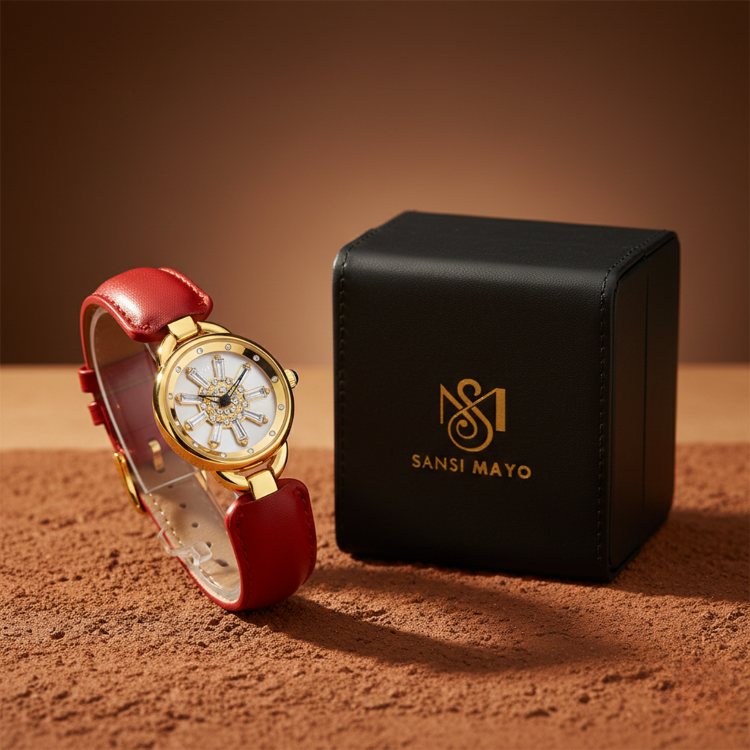 Aurora Women Dynamic Rotating Dial Watch Ð Red Edition