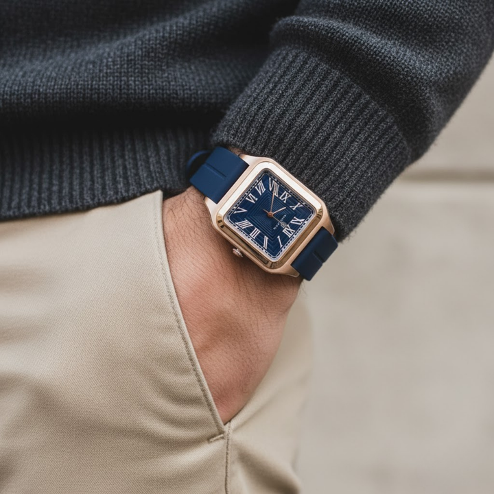 Navy Blue Square Magnetic Analog