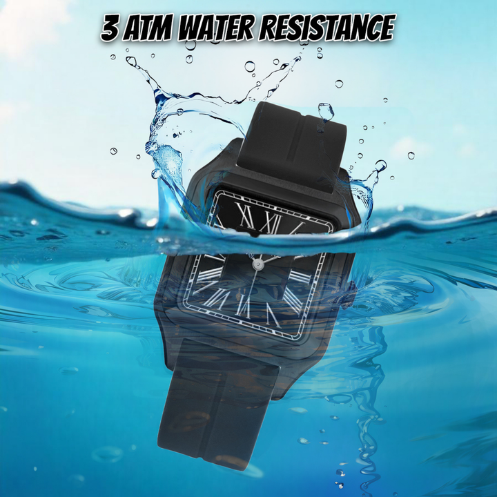 Onyx Black Square Analog