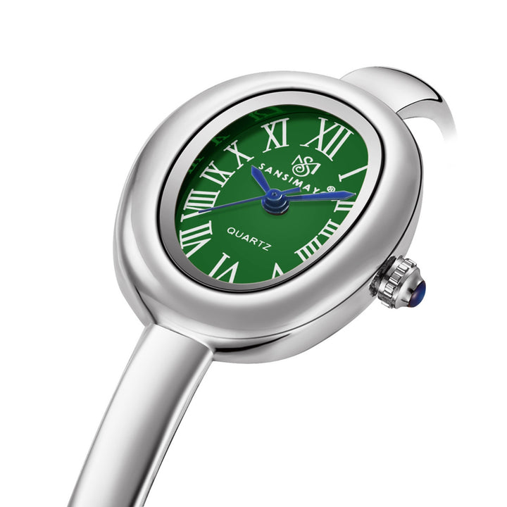 Sansi Mayo Minari Watch — Silver Stainless Steel (Green Dial)