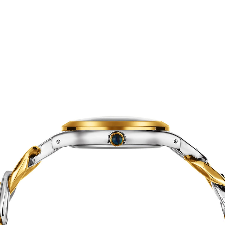 Zeenat Two Tone Silver Gold Gold Dial Quartz Watch