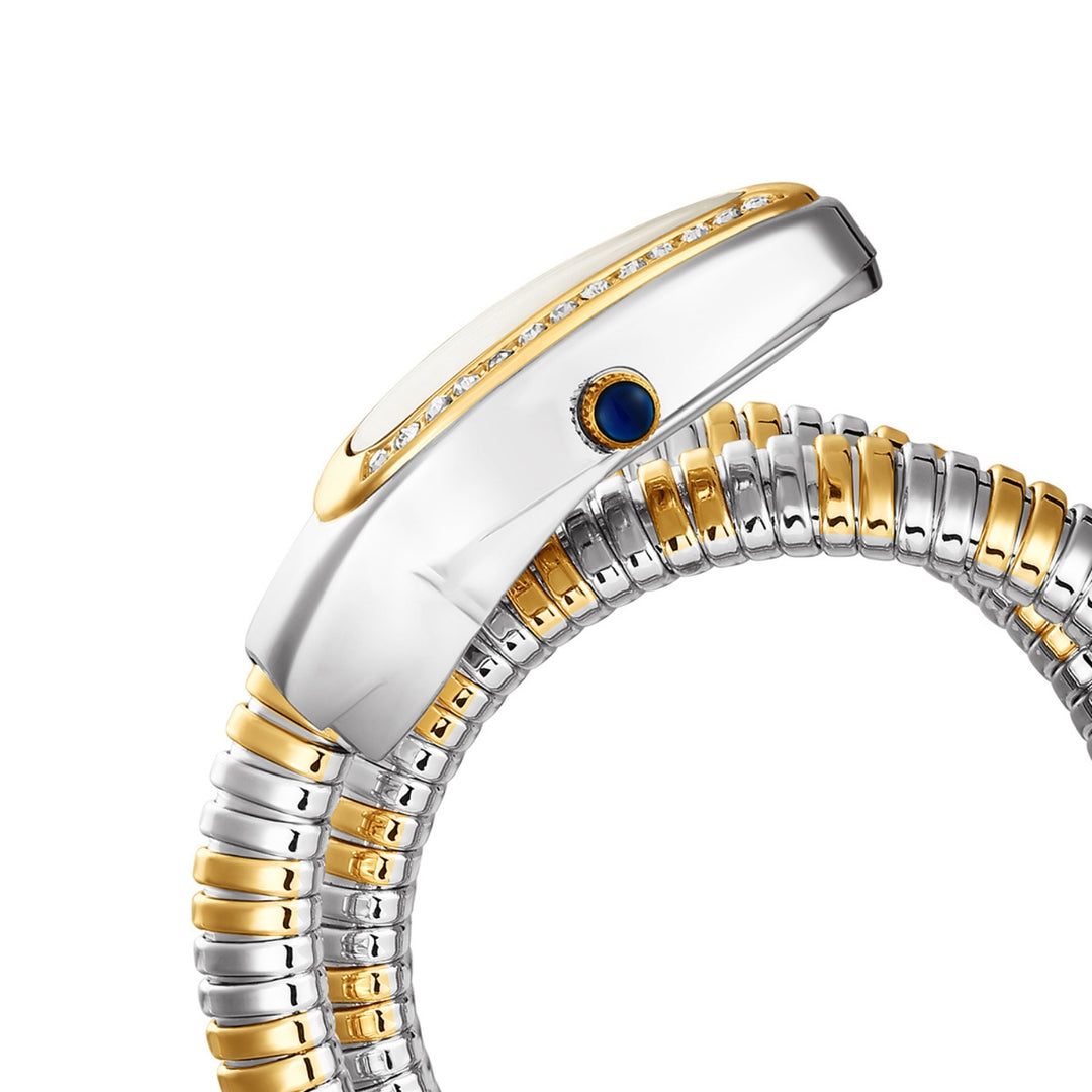 Snake 2.0 Two-Tone Silver Gold Coil Bracelet Watch — Gold Dial | Sansi Mayo