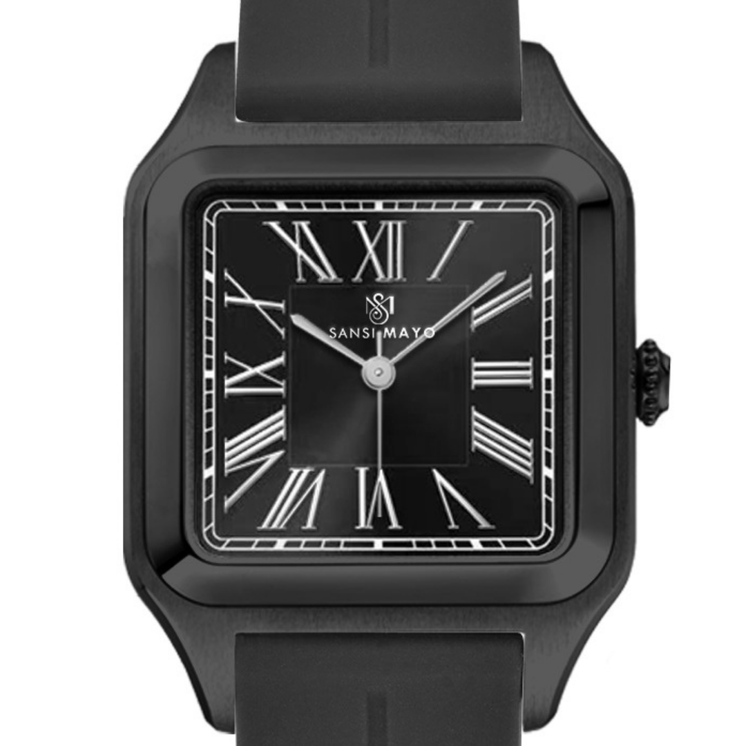 Onyx Black Square Analog