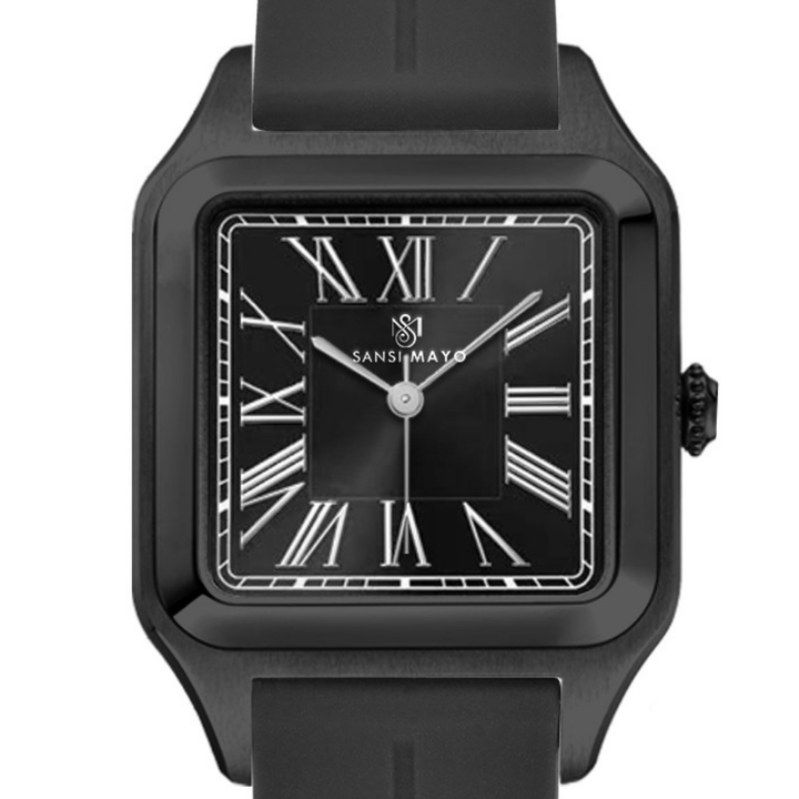 Onyx Black Square Analog