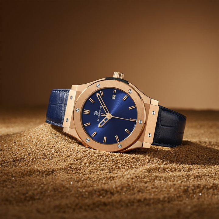 Royal Blue Leather Analog