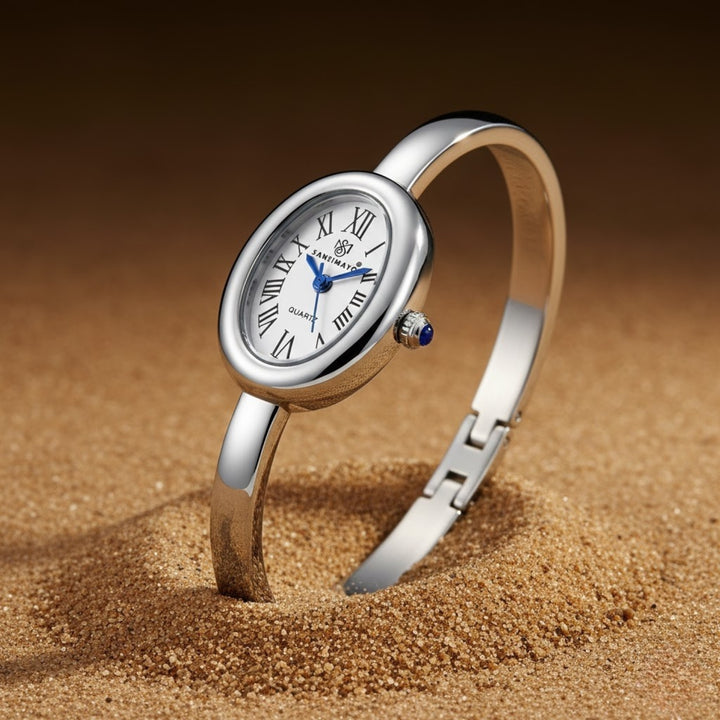 Sansi Mayo Minari Watch — Silver Stainless Steel (White Dial)