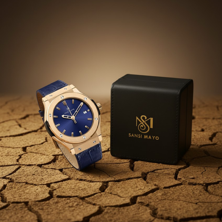 Royal Blue Leather Analog
