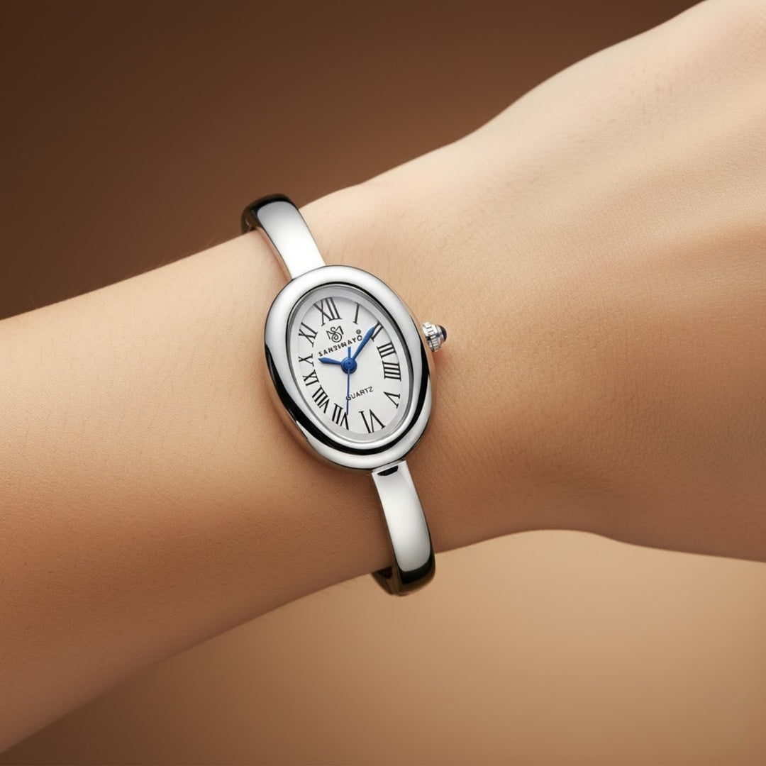 Sansi Mayo Minari Watch — Silver Stainless Steel (White Dial)