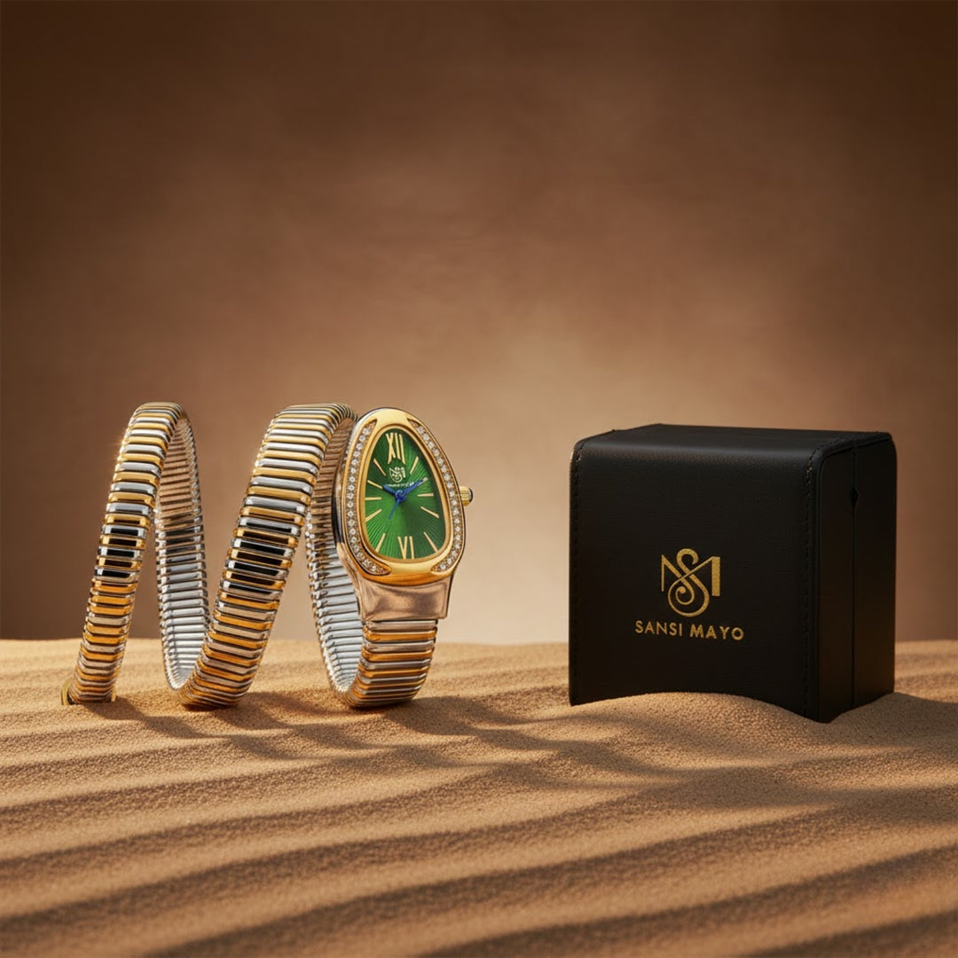 Sansi Mayo Cobra Watch — Two Tone Silver Gold (Green Dial)