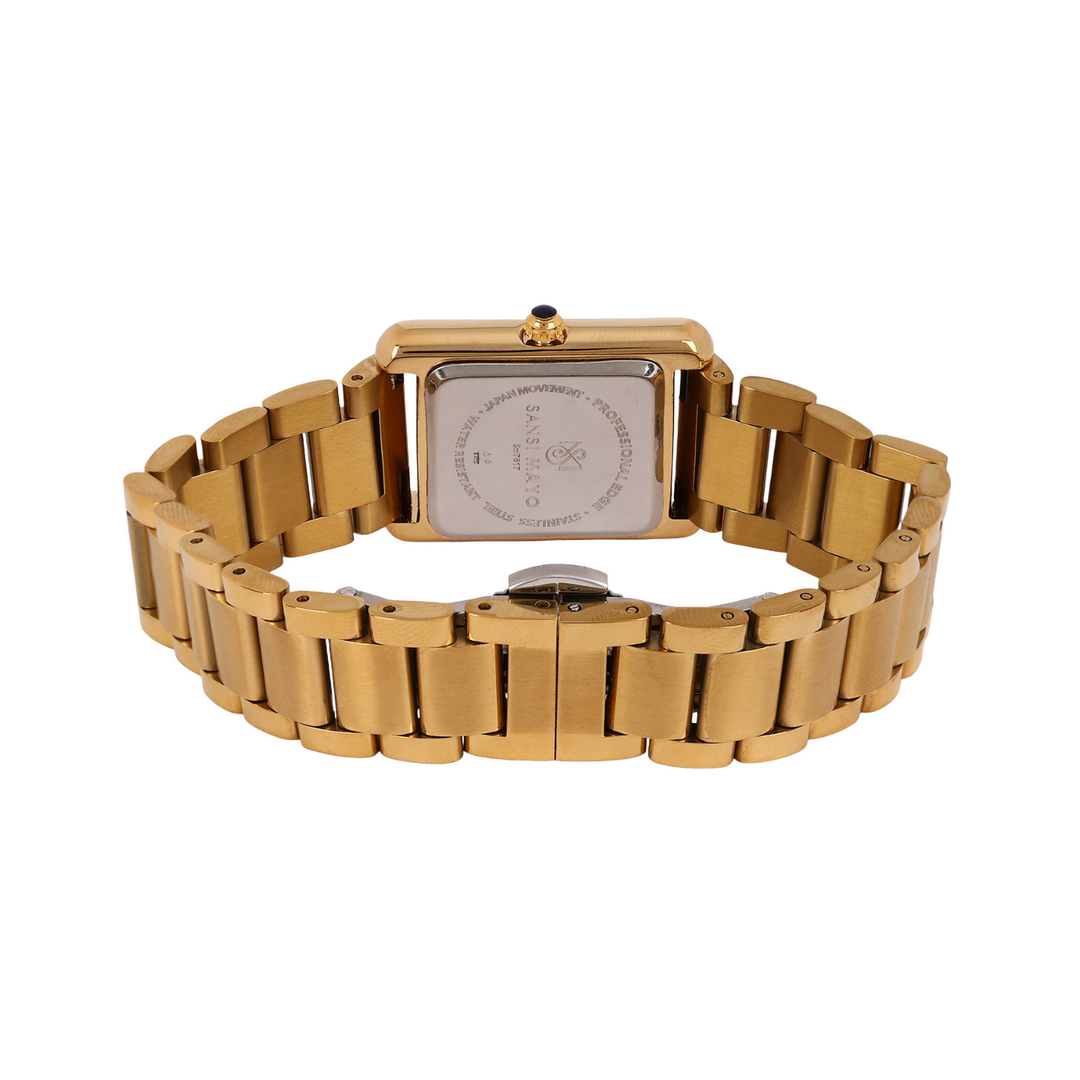 Sansi Mayo Women’s Watch & Jewellery Gift Set — Gold with Dark Pink Dial & Crystal Egyptian Stone