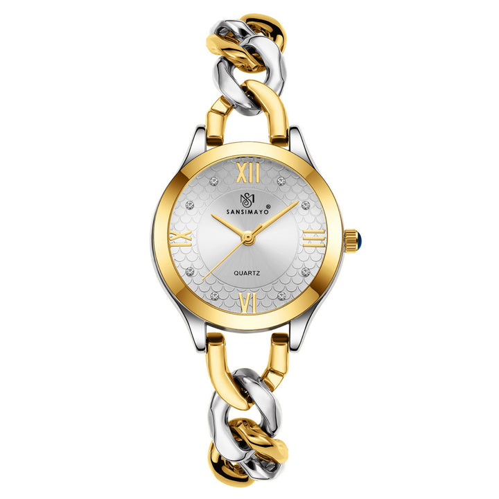 Zeenat Two Tone Silver Gold Grey Dial Quartz Watch