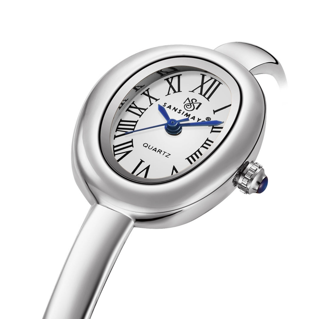 Sansi Mayo Minari Watch — Silver Stainless Steel (White Dial)