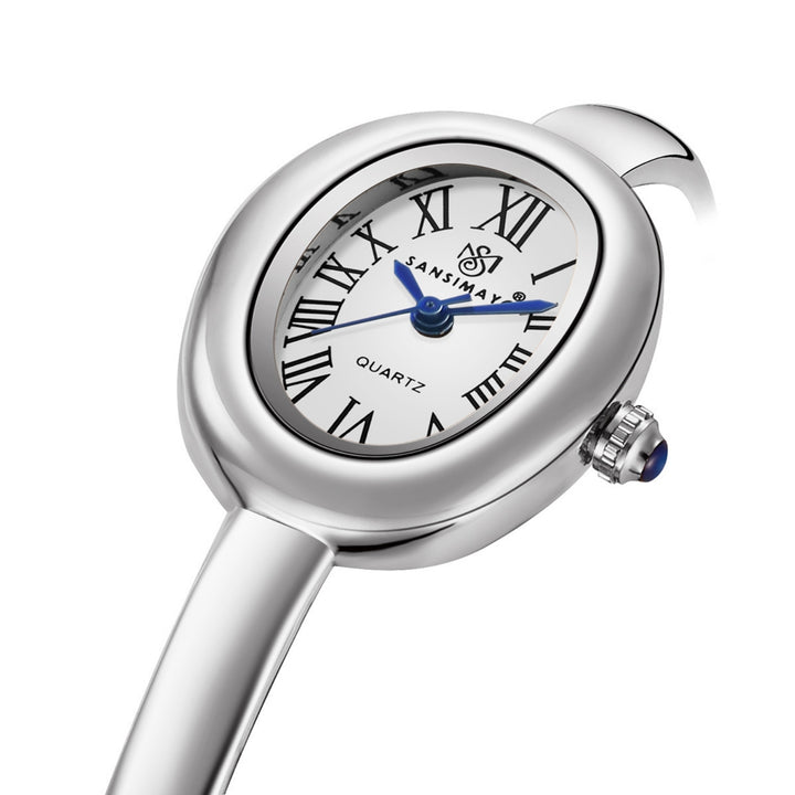 Sansi Mayo Minari Watch — Silver Stainless Steel (White Dial)