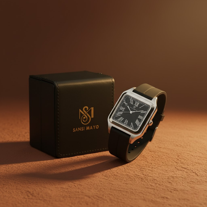 Charcoal Black Square Magnetic Analog