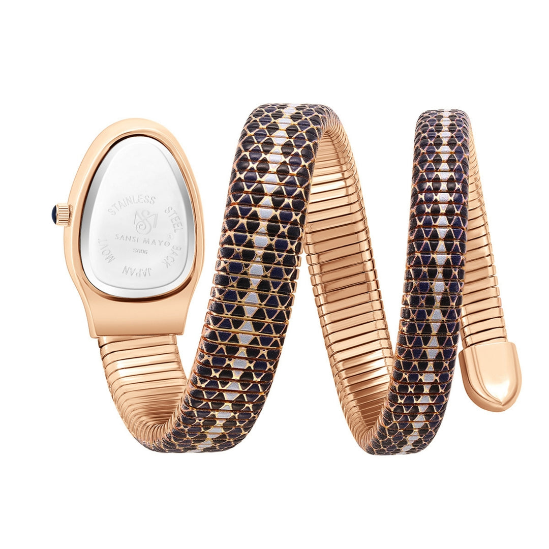 Sansi Mayo Koil Snake Watch — Two Tone Rose Gold & Black Edition