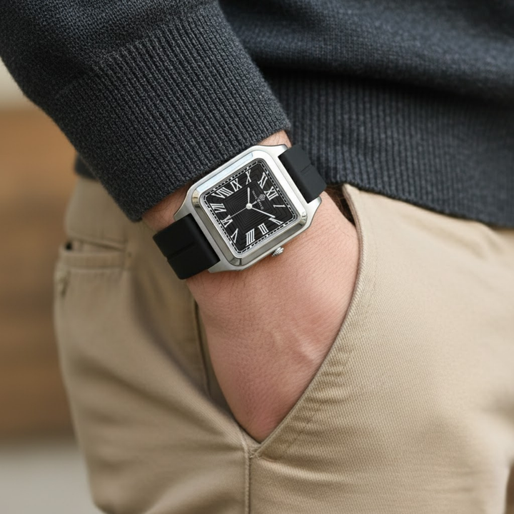 Charcoal Black Square Magnetic Analog