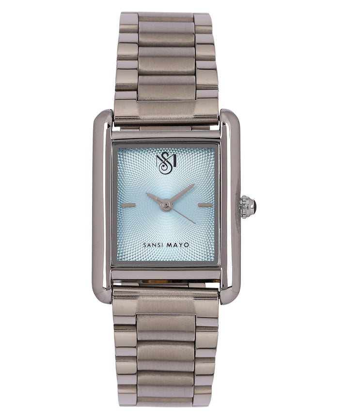 Sansi Mayo Women’s Watch & Jewellery Gift Set — Silver with Sky Blue Dial & Egyptian Stone