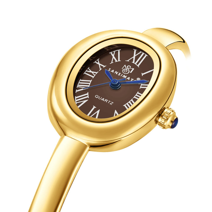 Sansi Mayo Minari Watch — Gold Stainless Steel (Brown Dial)