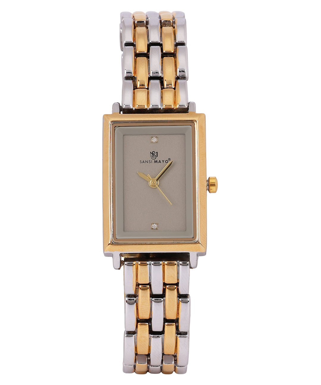 Sansi Mayo Women’s Watch, Bangle & Ring Gift Set — Two-Tone Silver Gold with Grey Dial & Crystal Egyptian Stone