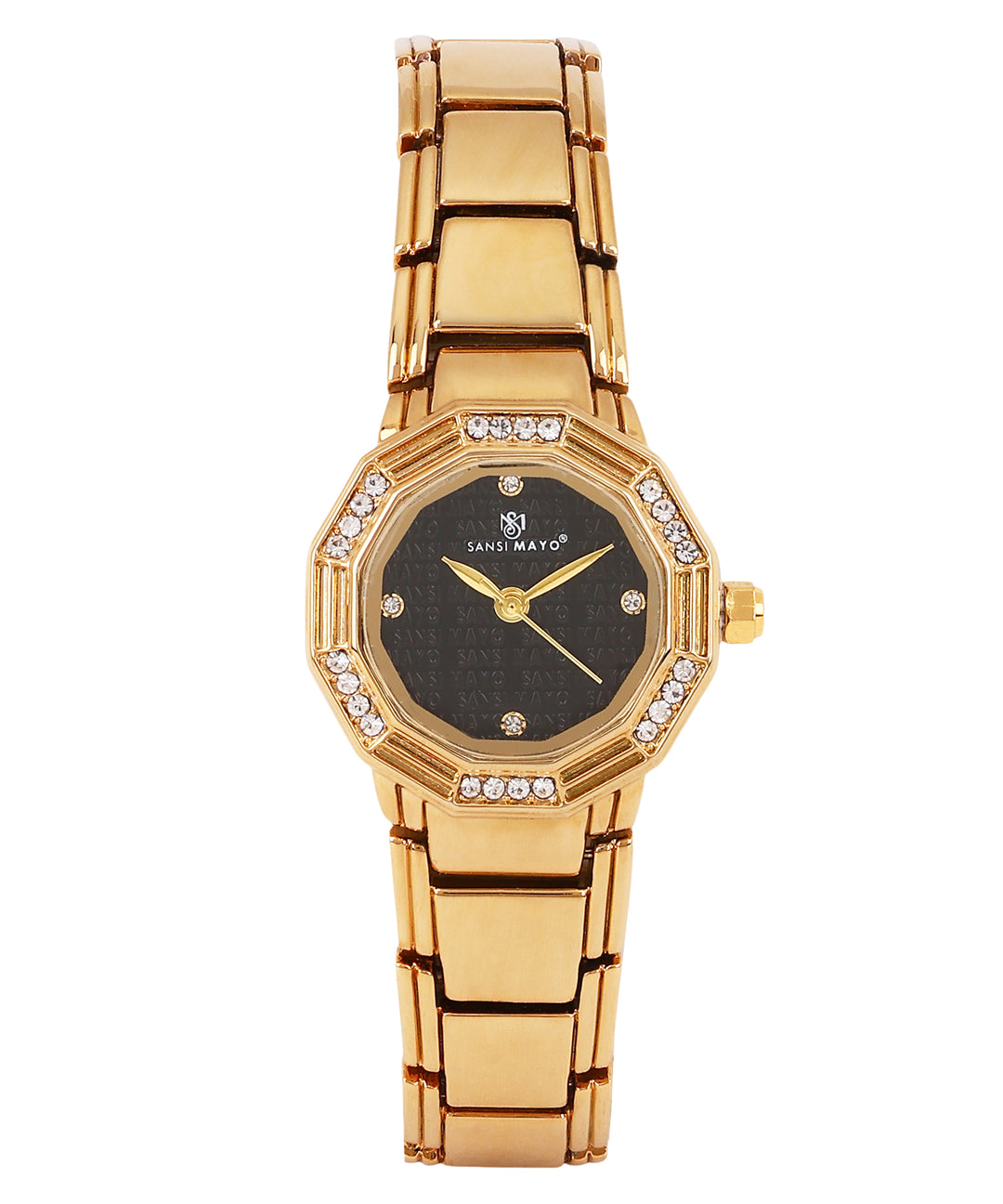 Sansi Mayo Women’s Watch & Jewellery Gift Set — Gold with Black Dial & Egyptian Stone