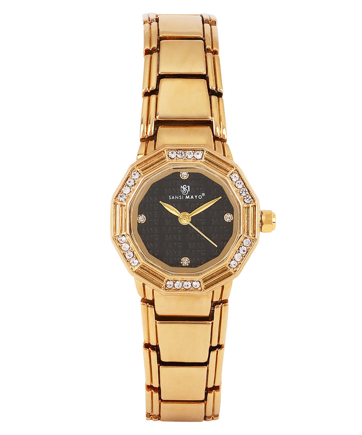 Sansi Mayo Women’s Watch & Jewellery Gift Set — Gold with Black Dial & Egyptian Stone