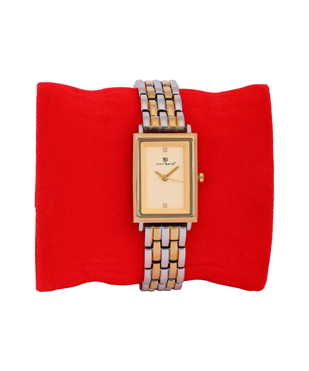 Sansimayo Women’s Grey Dial Watch with Bracelet – Two Tone Silver Gold