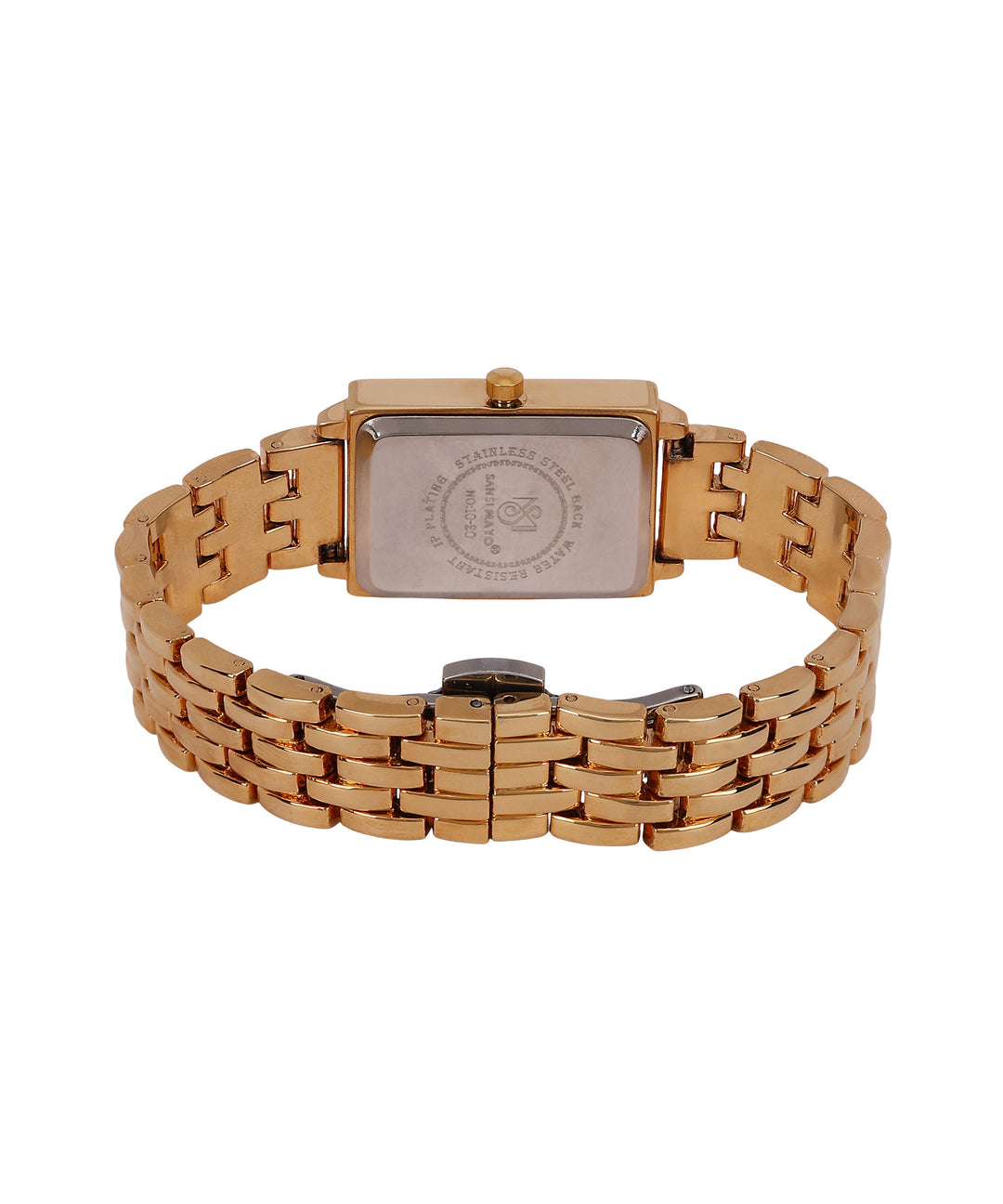 Sansi Mayo Women’s Watch, Bangle & Ring Gift Set — Gold Stainless Steel with Blue Dial & Crystal Egyptian Stone