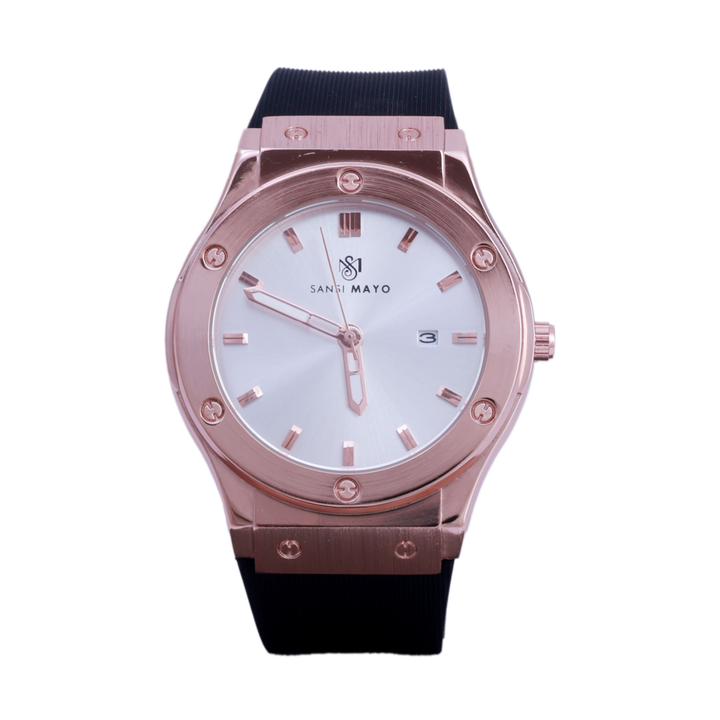 Gold & White Wrist Watch